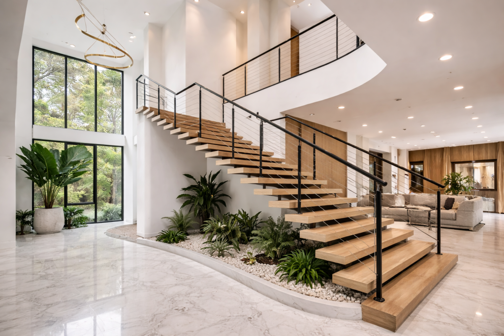 Modern staircase railings design